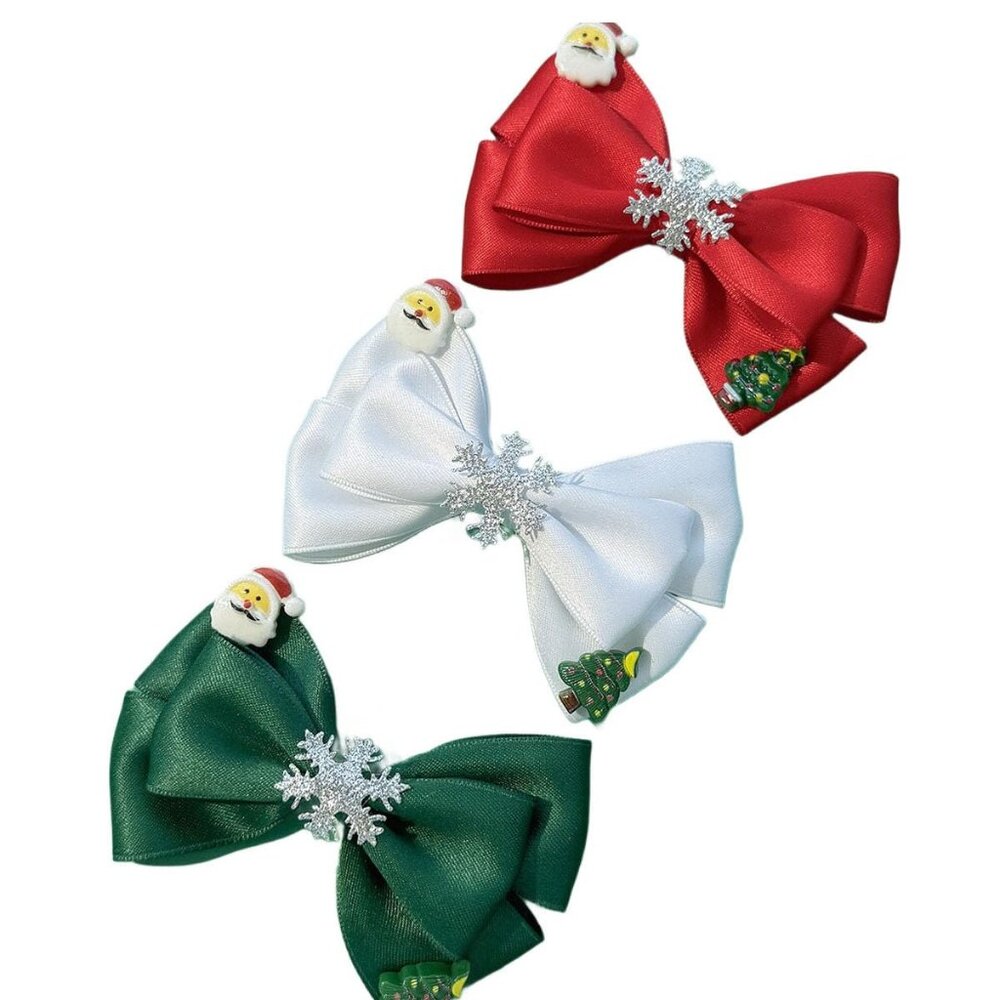 Christmas Snowflake Hair Bows for Babies & Toddlers 3-Piece Set